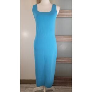 New House of Harlow 1960 Bodycon Dress Blue Small Minimalist Solid Midi NWT